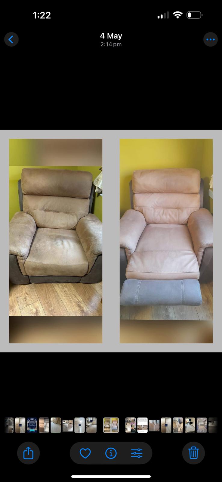 Upholstery before and after